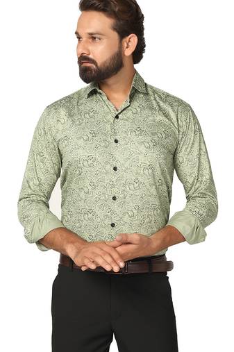 Men green printed shirt