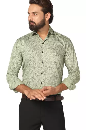 Men green printed shirt