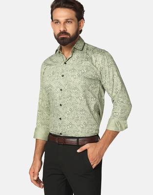 Men green printed shirt 3