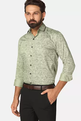 Men green printed shirt