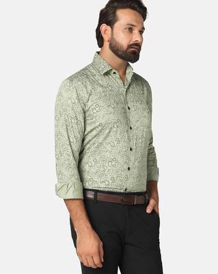 Men green printed shirt 4