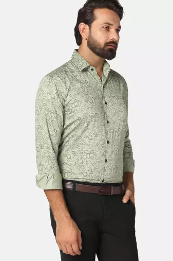 Men green printed shirt