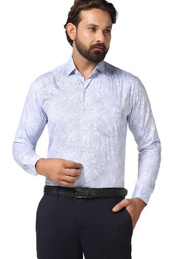 Men blue printed shirt