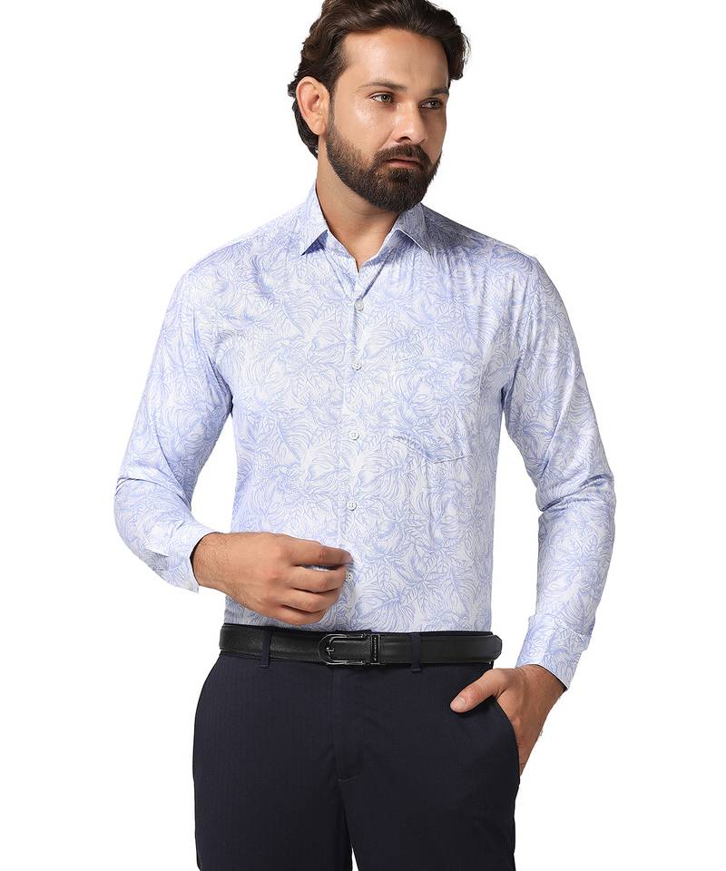 Men blue printed shirt