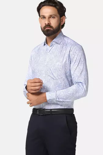 Men blue printed shirt