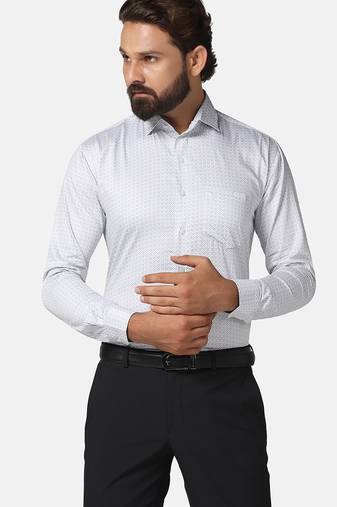 Men grey printed shirt