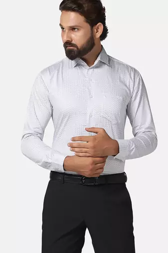 Men grey printed shirt