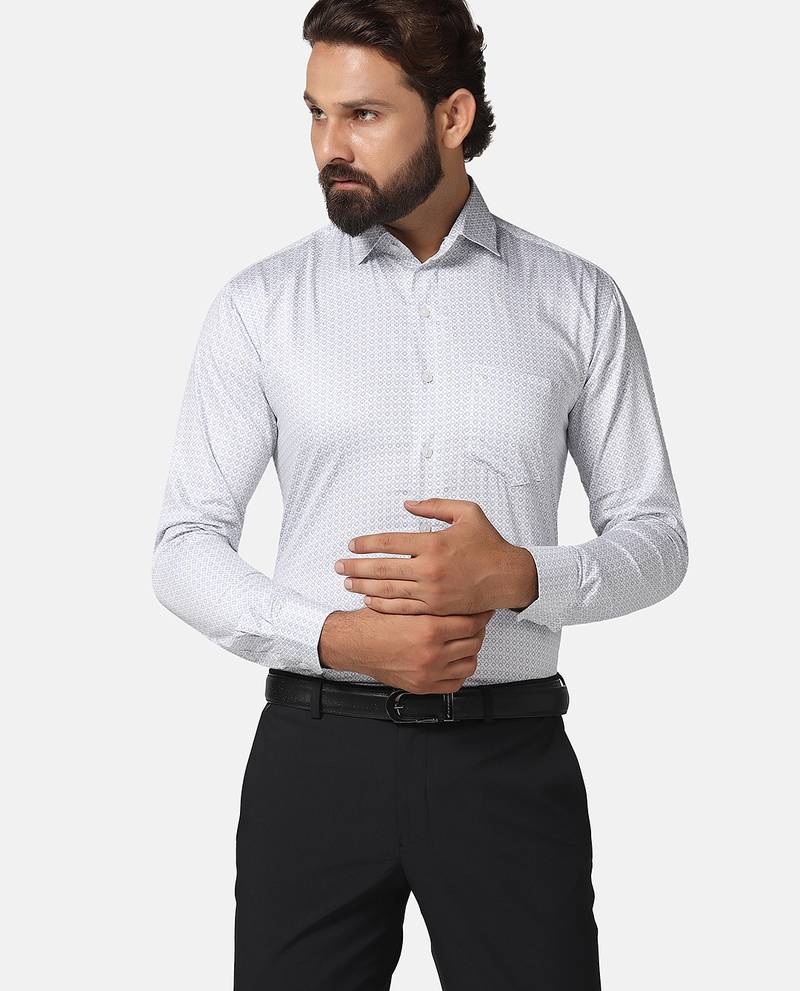 Men grey printed shirt
