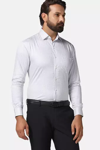 Men grey printed shirt