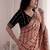 Stunning peach viscose rangoli silk saree with black embroidery and mirror work