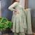 Women's pista green cotton printed anarkali suit set