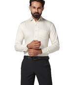 Men cream printed shirt