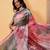 Green printed cotton blend ethnic saree with blouse piece