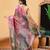 Green printed cotton blend ethnic saree with blouse piece