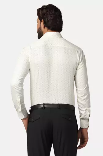 Men cream printed shirt