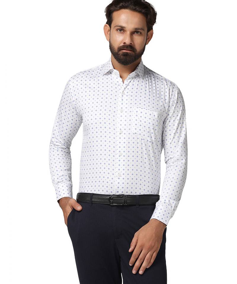 Men white printed shirt