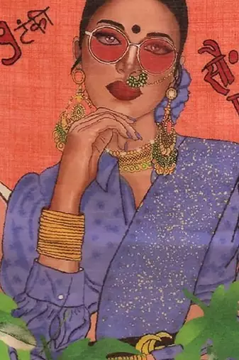 Peach printed silk cotton ethnic saree with blouse piece