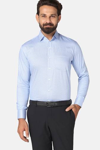 Men blue printed shirt