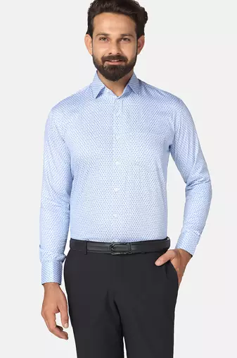 Men blue printed shirt