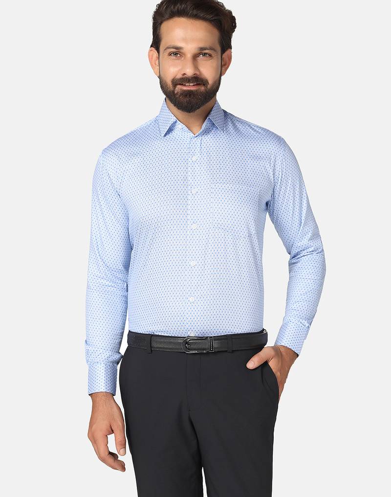Men blue printed shirt