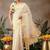 Off white plain silk blend ethnic saree with blouse piece