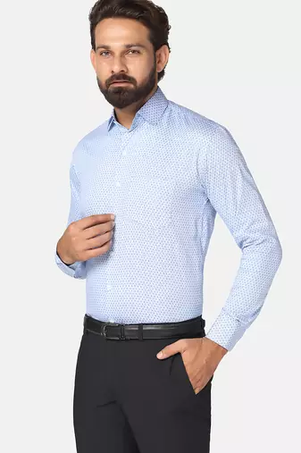 Men blue printed shirt
