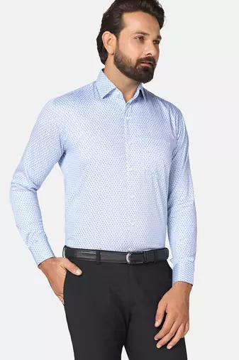 Men blue printed shirt