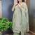 Women's pista green cotton printed anarkali suit set