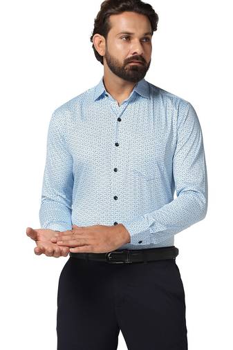 Men blue printed shirt