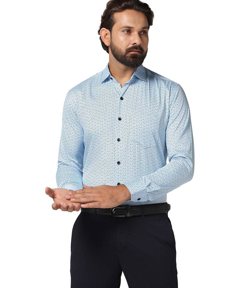 Men blue printed shirt