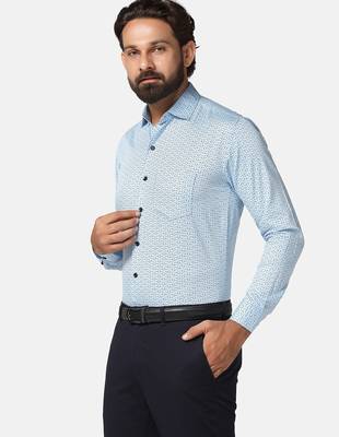 Men blue printed shirt 3