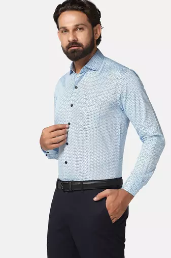 Men blue printed shirt