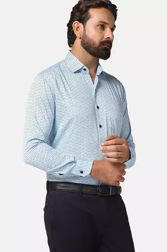 Men blue printed shirt