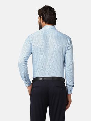 Men blue printed shirt 5