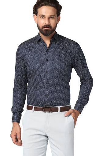 Men blue printed shirt
