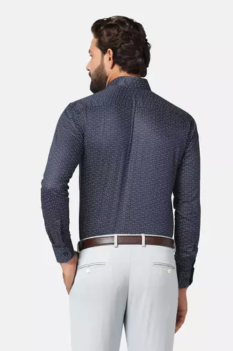 Men blue printed shirt