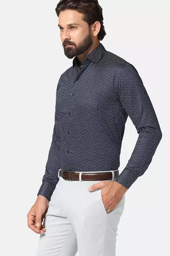 Men blue printed shirt
