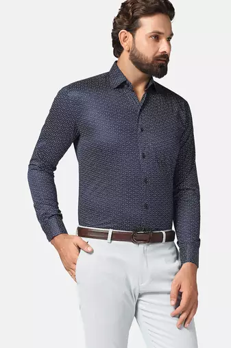 Men blue printed shirt