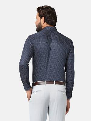 Men blue printed shirt 5