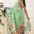 Sea green printed cotton blend ethnic saree with blouse piece