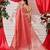 Red plain cotton blend festive saree with blouse piece