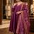 Wine purple silk festive wear anarkali suit set with banarasi border dupatta