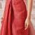 Red plain cotton blend festive saree with blouse piece