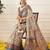 Beige printed cotton blend ethnic saree with blouse piece