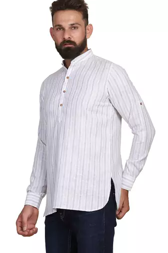 Grey striped casual shirt
