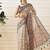 Beige printed cotton blend ethnic saree with blouse piece