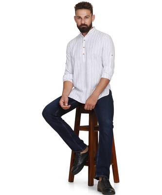 Grey striped casual shirt 5