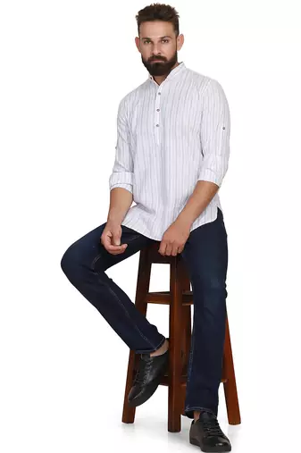 Grey striped casual shirt