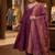 Wine purple silk festive wear anarkali suit set with banarasi border dupatta