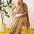Brown printed cotton blend ethnic saree with blouse piece